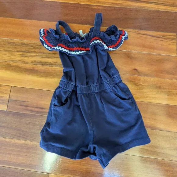 Janie and Jack Romper Ric Rac Trim Cold Shoulder Romper (2T) - Picture 2 of 3